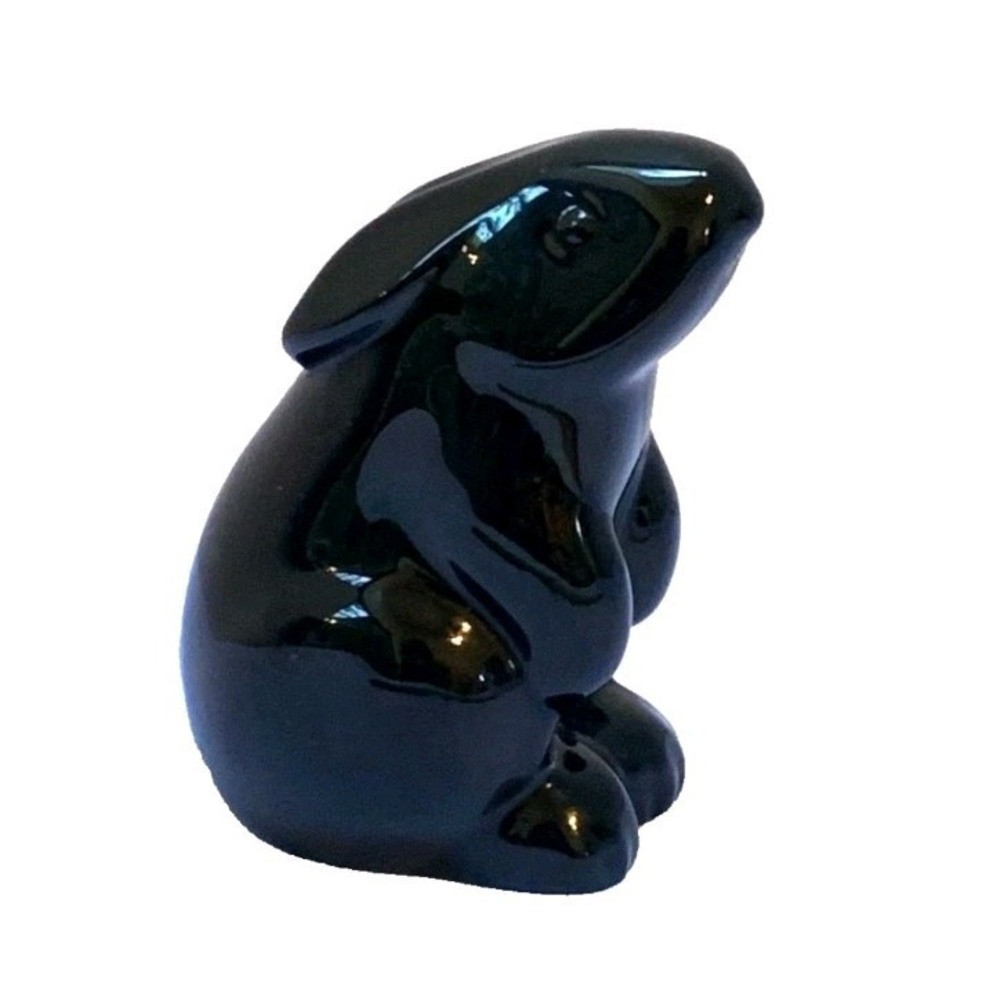 Baccarat Black Crystal Bunny Rabbit Glass Figurine Paperweight Signed